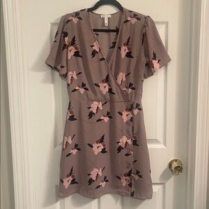 Lavender A-line Dress with Pink and Black Florals